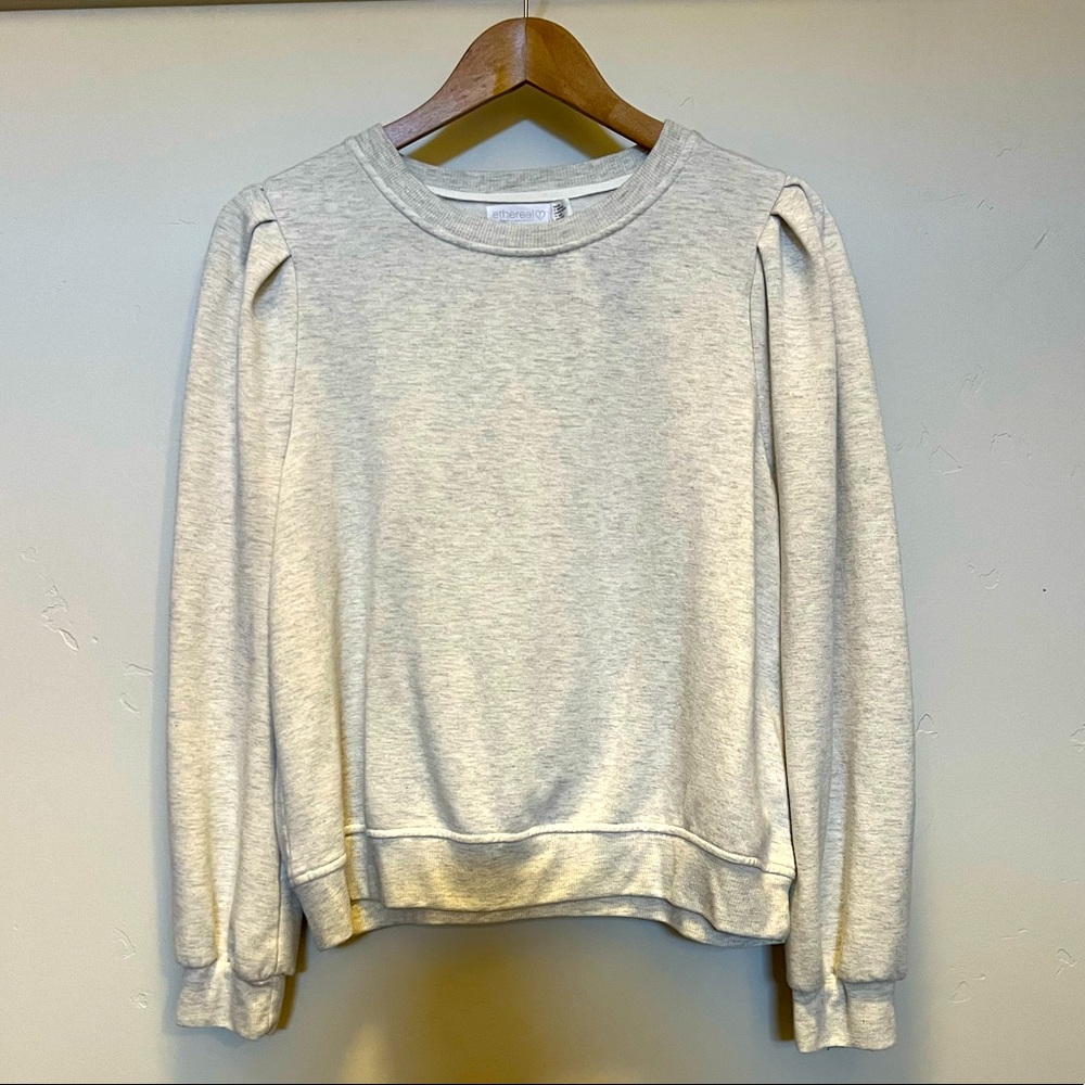 Terry Fabric Sweatshirt with Ruched Shoulders